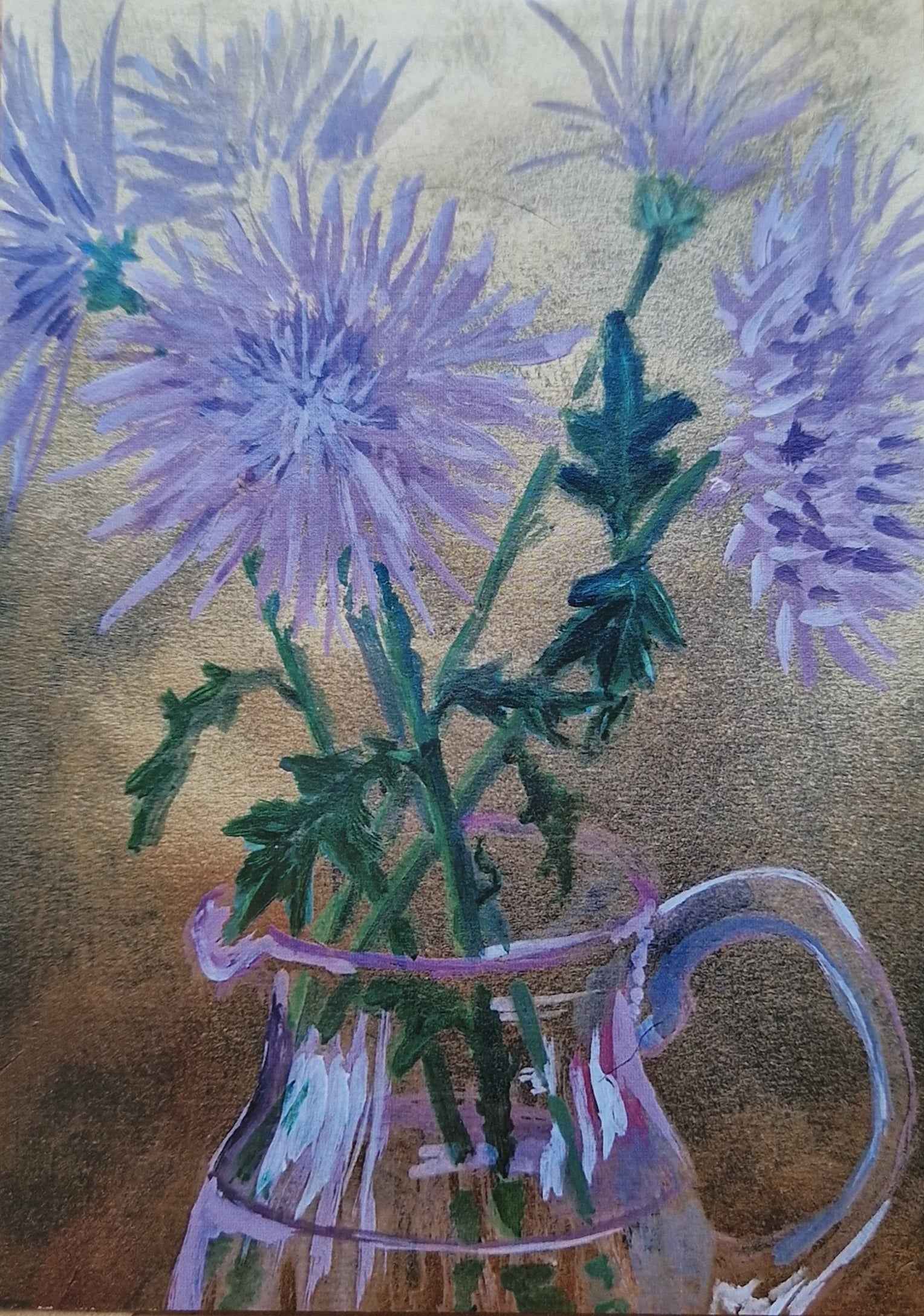 Mauve Chrysanthemums on gold