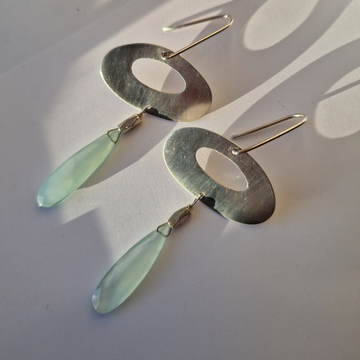 Silver earrings with chalcedony drops