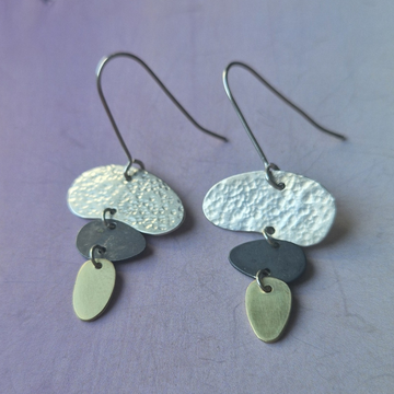 Silver earrings with triple drops